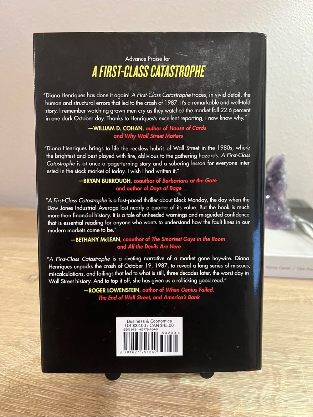A First-Class Catastrophe Diana Henriques Hardcover Book 1987 Wall Street Crash⁠